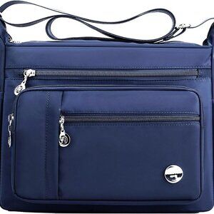 Women Nylon Shoulder Handbag Multi Pocket Crossbody Travel Tote